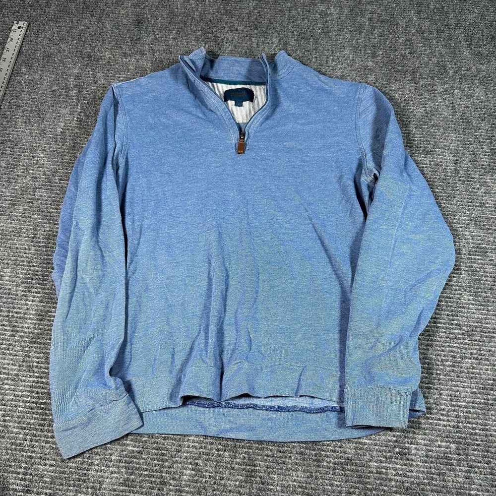Fairlane Performance Pique Pullover Mens M Blue Excellent 1/4 Zip Mock Neck